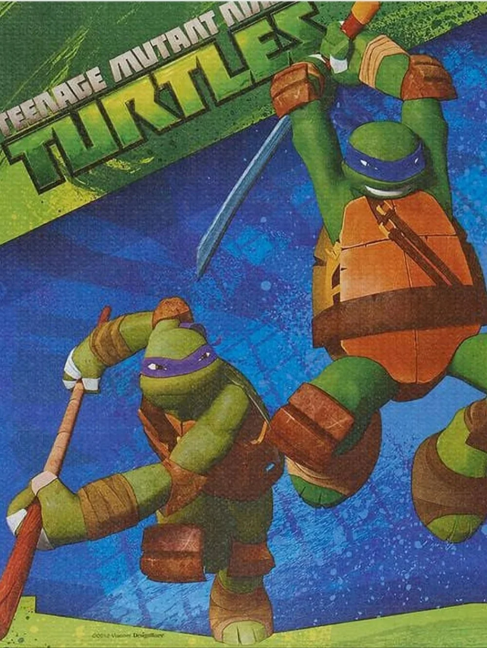 Teenage Mutant Ninja Turtle Party TMNT Tablecloth & Crayons 2012 2015 NWT